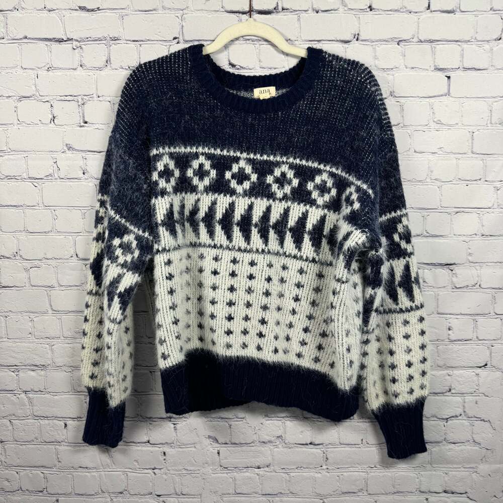 a.n.a Sweater Blue and White Fair Isle Size XL